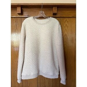 Marine Layer Mens Quilted Corbet Sweatshirt Cream Diamond Texture Pullover L